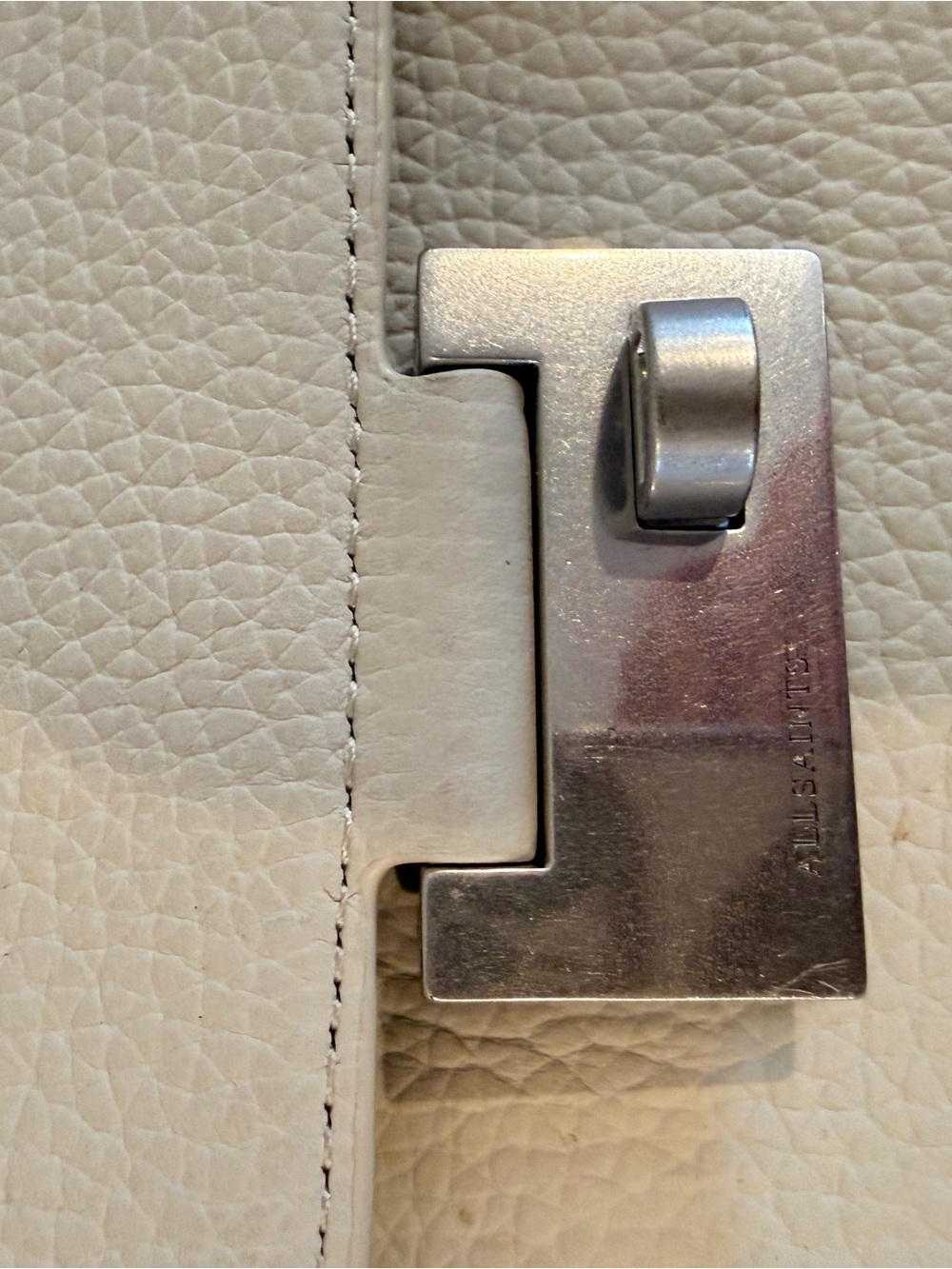 AllSaints Ida Crossbody White Pebbled Leather Bag - Picture 3 of 11